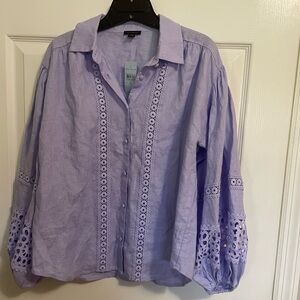 Ann Taylor Lavender Lace Detail Blouse